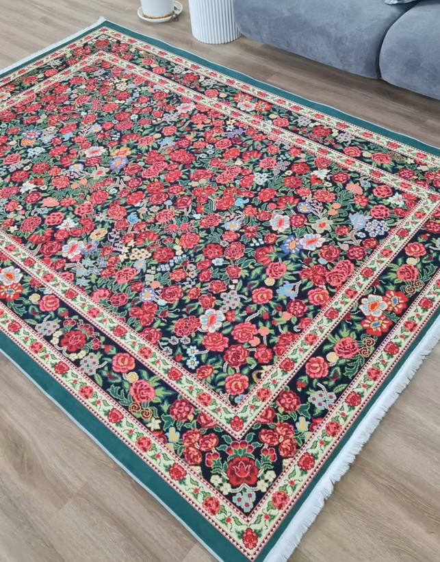 فرشینه گل بهاری قرمز سایز ۹دمتری